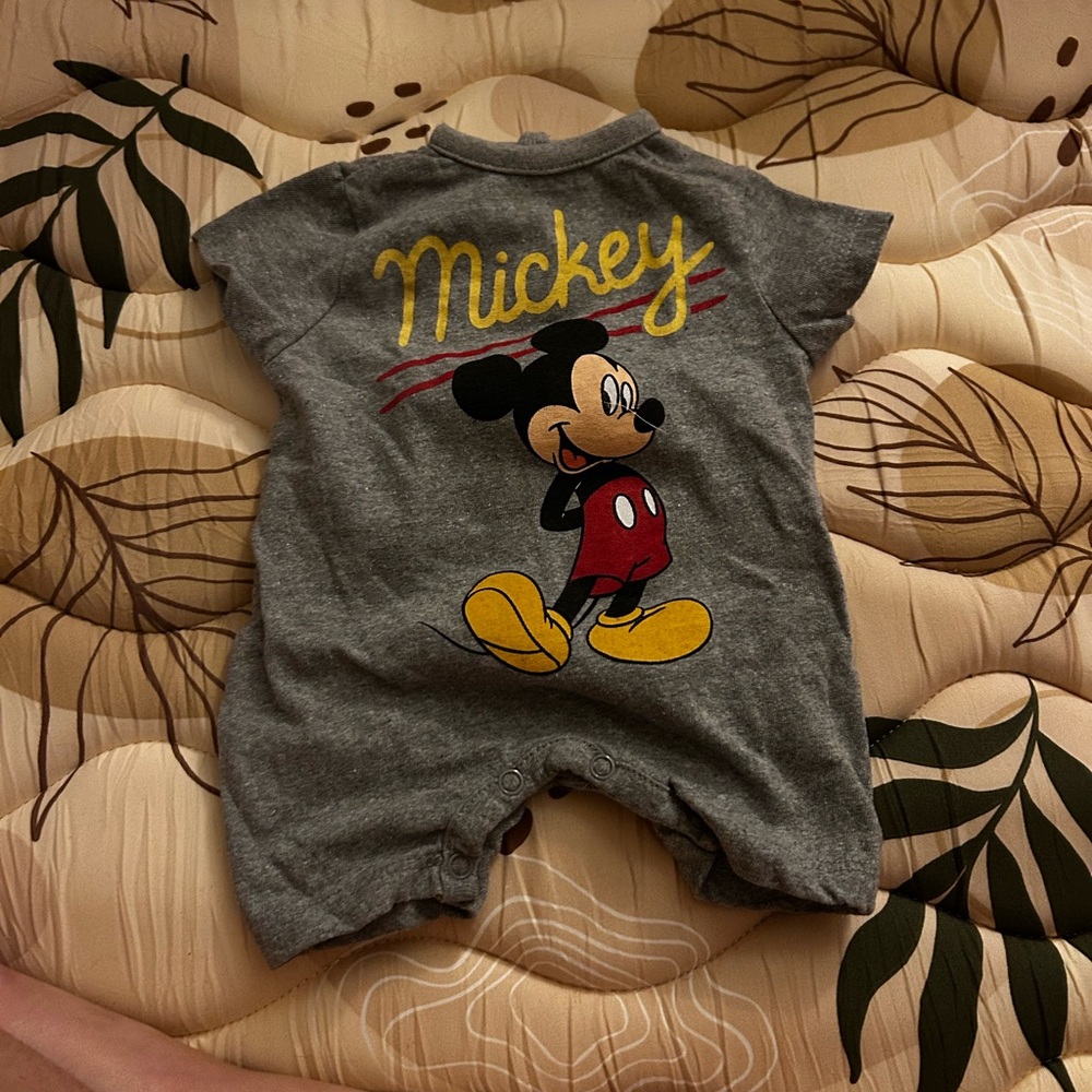Disney Gray and Red Mickey Mouse Bodysuit